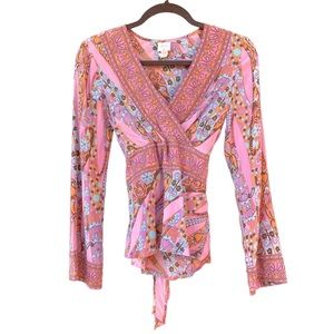 Plenty by Tracy Reese Vintage Beaded pink Boho Blouse